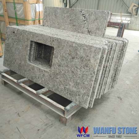 White granite kitchen counter top for hotel project,granite top kitchen table